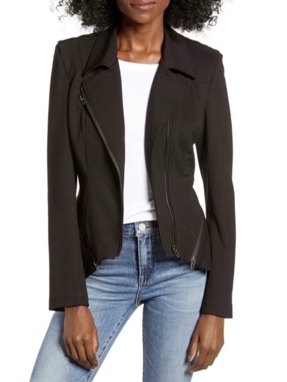 Blank NYC Black Asymmetrical Zipper Jacket
